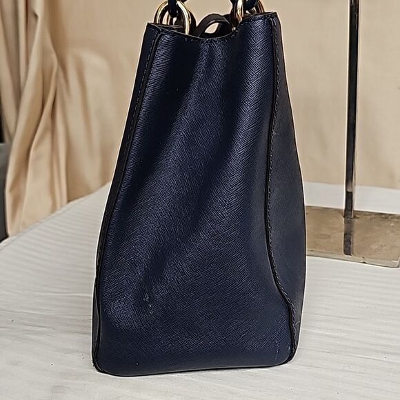 MICHAEL KORS CYNTHIA NAVY BLUE SAFFIANO SATCHEL BFPM-12-212 - Picture 4 of 6